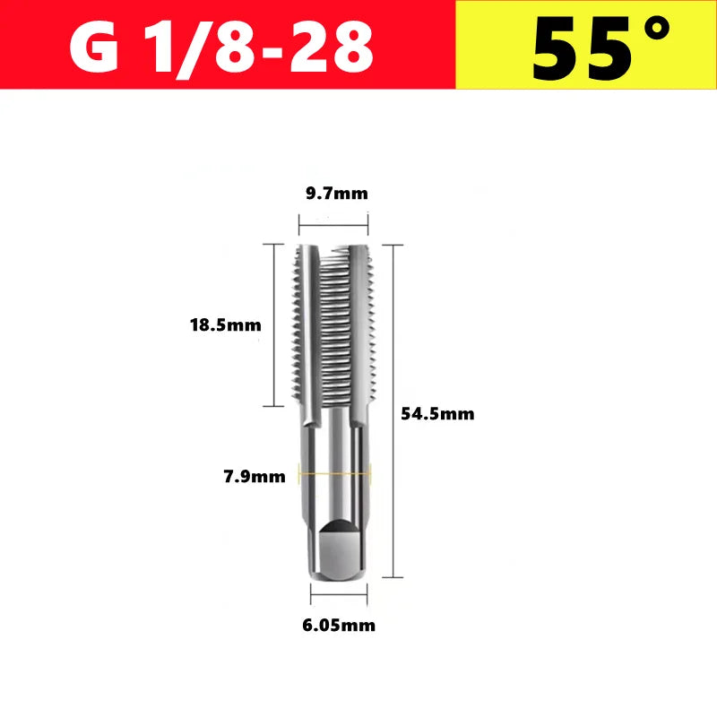 G NPT 55 °/60 ° HSS pipe thread tap 1/8 1/4 3/8 1/2 3/4 1 inch 2 inches, used for internal thread tapping tools in water pipes