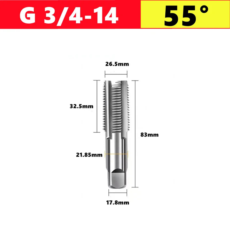 G NPT 55 °/60 ° HSS pipe thread tap 1/8 1/4 3/8 1/2 3/4 1 inch 2 inches, used for internal thread tapping tools in water pipes