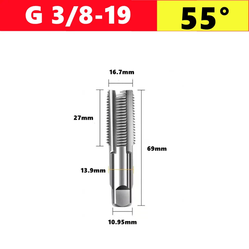 G NPT 55 °/60 ° HSS pipe thread tap 1/8 1/4 3/8 1/2 3/4 1 inch 2 inches, used for internal thread tapping tools in water pipes