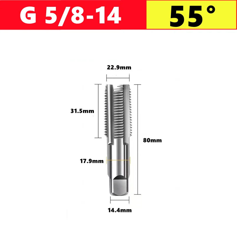 G NPT 55 °/60 ° HSS pipe thread tap 1/8 1/4 3/8 1/2 3/4 1 inch 2 inches, used for internal thread tapping tools in water pipes