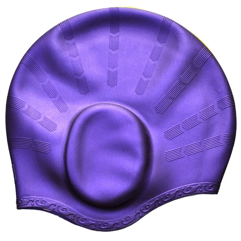 Men Women Swimming Caps Long Hair Waterproof Swim Pool Cap Ear Protect Silicone Diving Hat