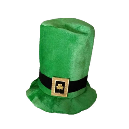 Saint Patricks Day Top Hat Holiday Fake Beard Green Celebration Costume for Irish Festival Birthday Party Decor Supplies