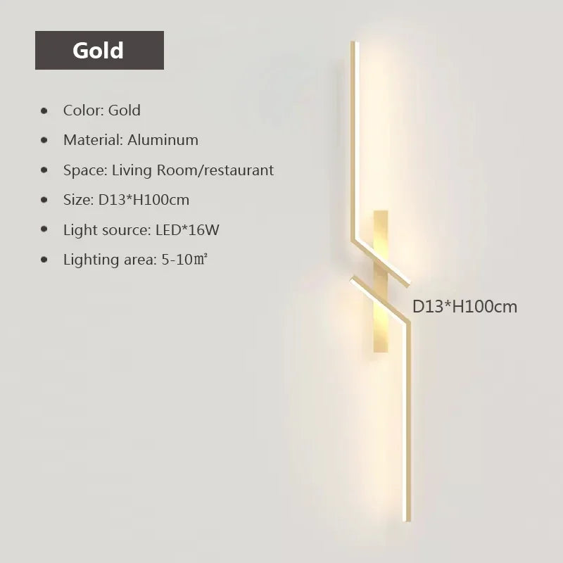 LED Wall Lamp Modern Minimalist Strip Wall Decor Lights Lighting For Bedroom Bedside Living Room TV Sofa Lobby Background Decor