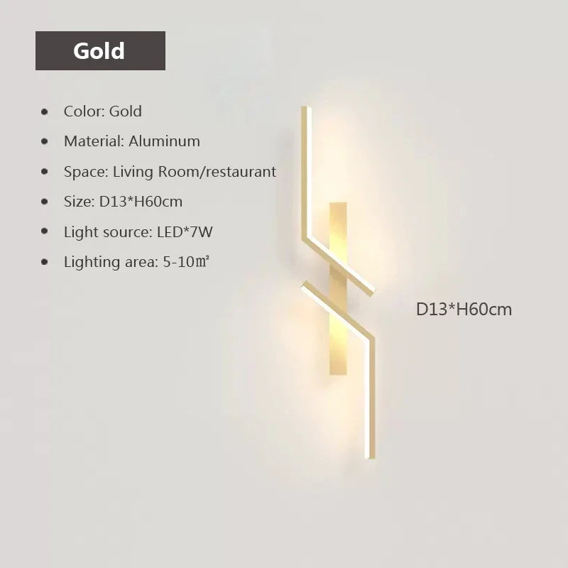 LED Wall Lamp Modern Minimalist Strip Wall Decor Lights Lighting For Bedroom Bedside Living Room TV Sofa Lobby Background Decor