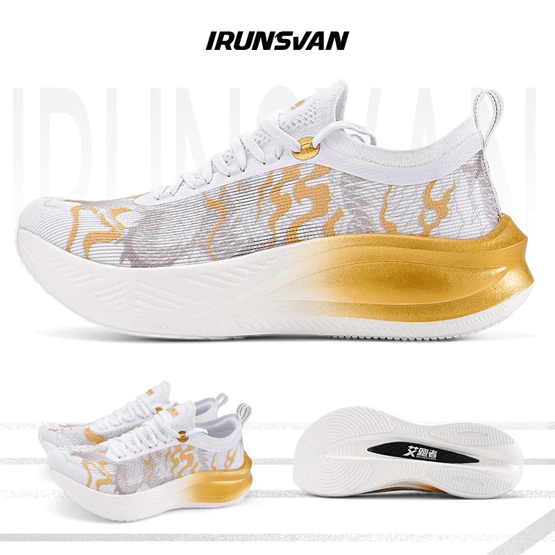 IRUNSVAN Full Palm Carbon Plate Marathon Running Shoes Men Shock-absorbing Boost Carbon Fiber Sports Shoes Women