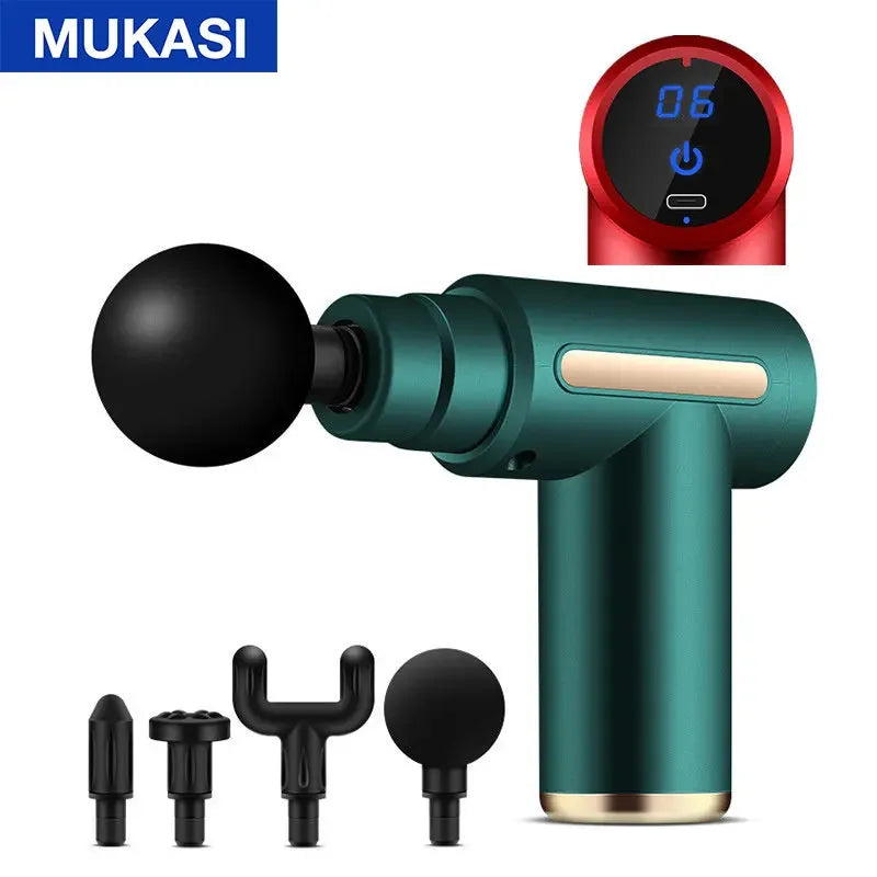 MUKASI Massage Gun LCD Display Electric Massager For Body Neck Back Pain Relief Therapy Deep Muscle Relaxation Fitness Slimming