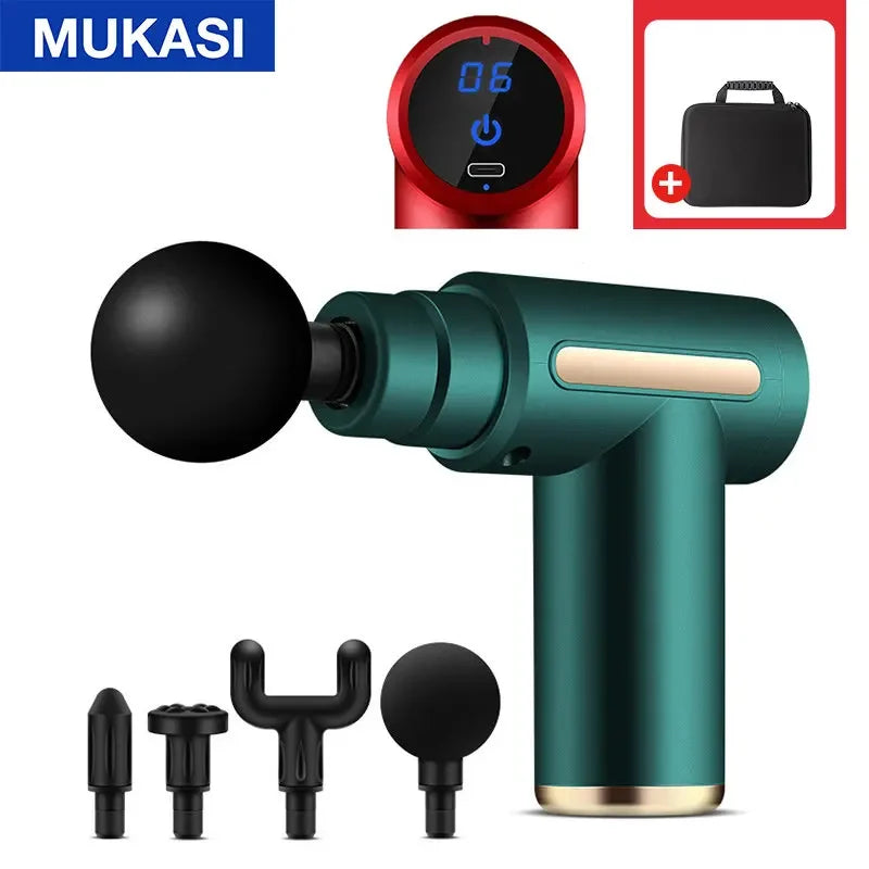 MUKASI Massage Gun LCD Display Electric Massager For Body Neck Back Pain Relief Therapy Deep Muscle Relaxation Fitness Slimming