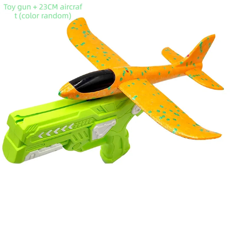 Outdoor Games Kids Glider Flight Flying Throw Foam Plane Shooting Gun, Catapult Plane Launcher Toy for Kids, Shooting Toy