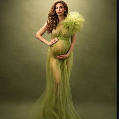 Solid Maternity See Through Photoshoot Dresses Black Sexy Pregnant Women Floor-length Maxi Baby Shower Gowns Premama Photography