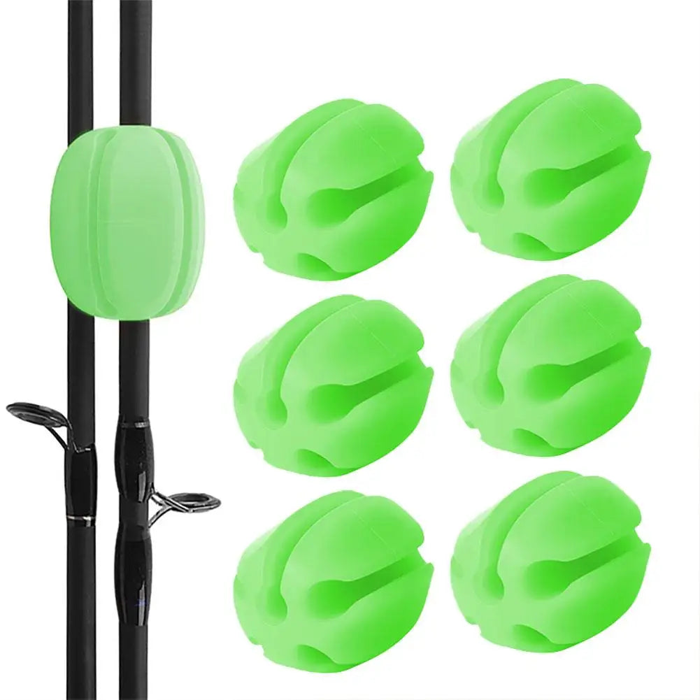 6pcs Silicone Fishing Rod Holder Ball Straps 5 Hole Lightweight Fishing Tackle Ties Organizer Storage Racks Fishing Accessories