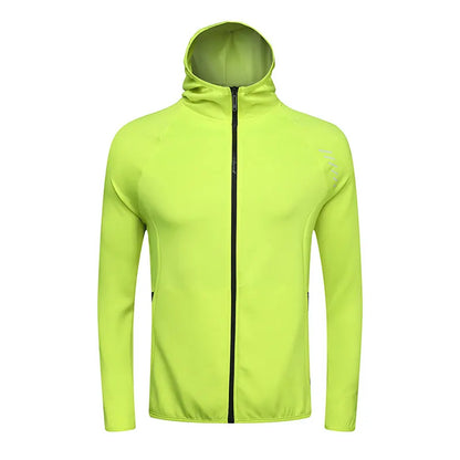 Karentea Running Jacket Reflective Hooded Man Sports Coat Sportswear Jogging Outdoor Gym Fitness Clothing Tracksuit Top Zipper