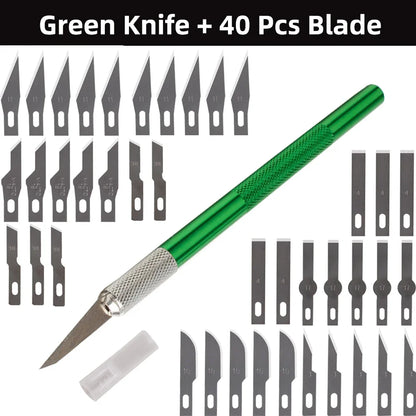 41pcs/set Engraving Non-Slip Metal Scalpel Knife Kit Engraving Blades Cutter Craft Knives DIY Sewing Leathercraft Cutting Tools