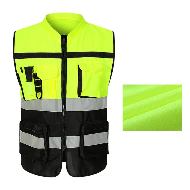 High Brightness Strip Reflective Vest Breathable Workwear Multi Pocket Protective Clothing Safety For Night Running Bike Factory