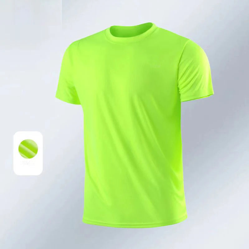 NO LOGO Men's Quick Dry Short Sleeve Gym Running Moisture Wicking Round Neck T-Shirt Training Exercise Gym Sport Shirt Tops