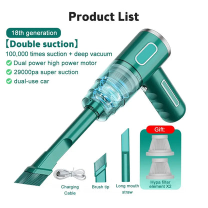 Wireless 29000Pa Car Vacuum Cleaner Strong Suction Dust Catcher Cordless Handheld Wet Dry Vacuum Cleaner Air Duster For Car