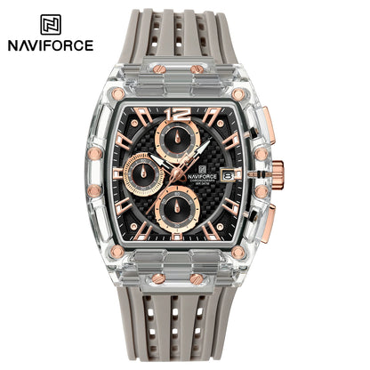 NAVIFORCE 2024 New Design Transparent Tonneau Watch Men Quartz Man Watches Waterproof Luxury Sport Out Door montre homme