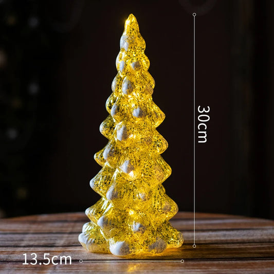 Christmas Tree Glass Night Light for Home Xmas Romantic Holiday Atmosphere Arbol De Navidad Ornaments LED Luminous Decoration