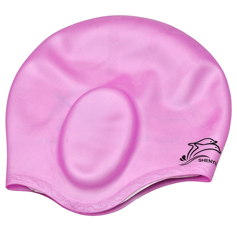 Men Women Swimming Caps Long Hair Waterproof Swim Pool Cap Ear Protect Silicone Diving Hat