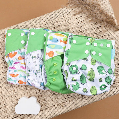 Happyflute 4Pcs/Set Eco-Friendly Cloth Diaper Ecological Reusable Baby Diapers