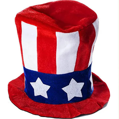 Independence Day Hat for 4th of July USA National Day Party Costume Uncle-Sam Accessories American Flag Top Hat for Women Men