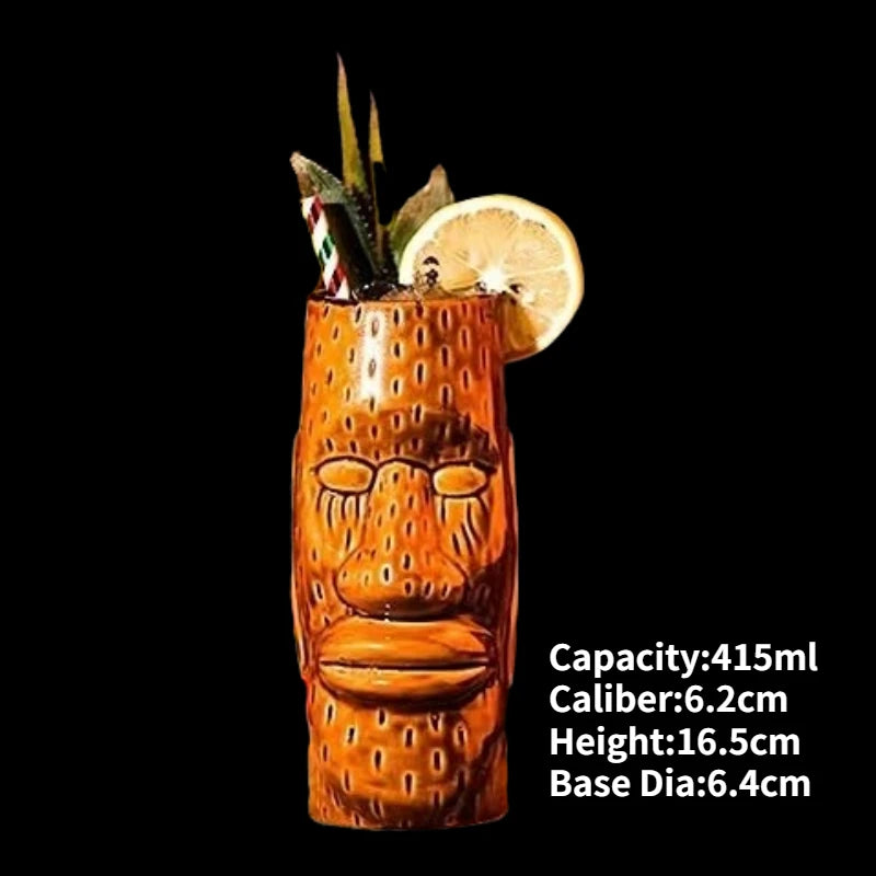 Hawaii Ceramic Tiki Mug Creative Cocktail Cup Easter Island Tiki Mugs Halloween Gift for Bar Tool