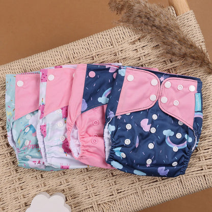 Happyflute 4Pcs/Set Eco-Friendly Cloth Diaper Ecological Reusable Baby Diapers