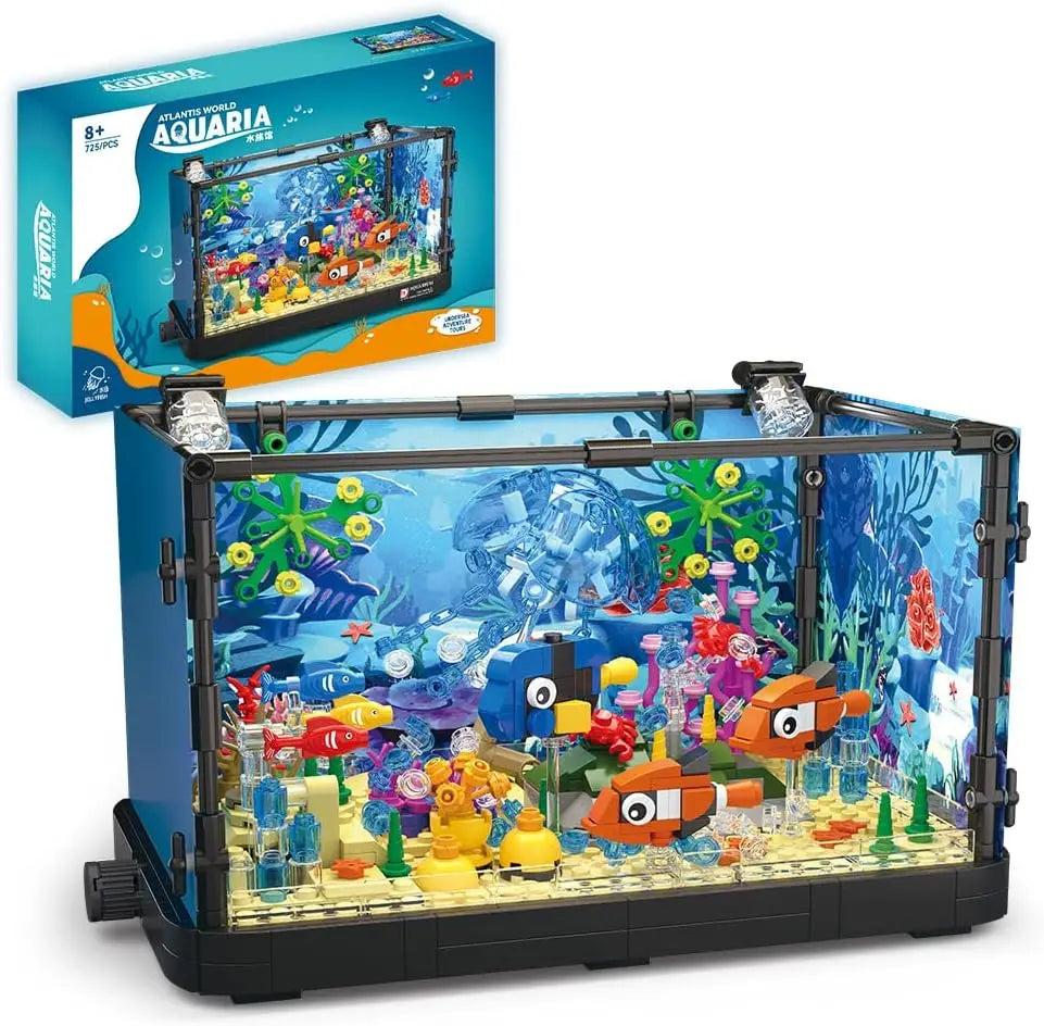 MOC Ocean Fish Tank Aquarium Building Block Set Turtle Fish Tank Brick Children's DIY Toys Home Decoration Birthday Gift