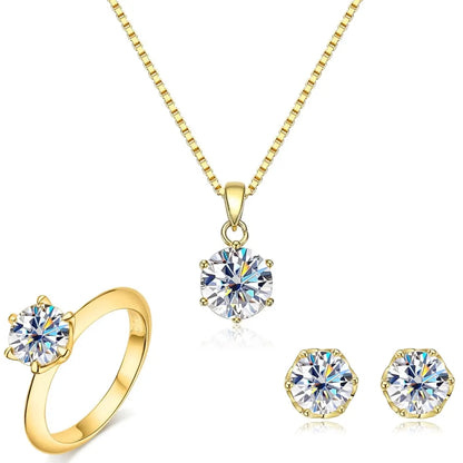 OEVAS 4CT Moissanite Jewelry Set Necklace Earrings Rings For Women 100% 925 Sterling Silver Wedding Fine Jewelry Gifts Wholesale