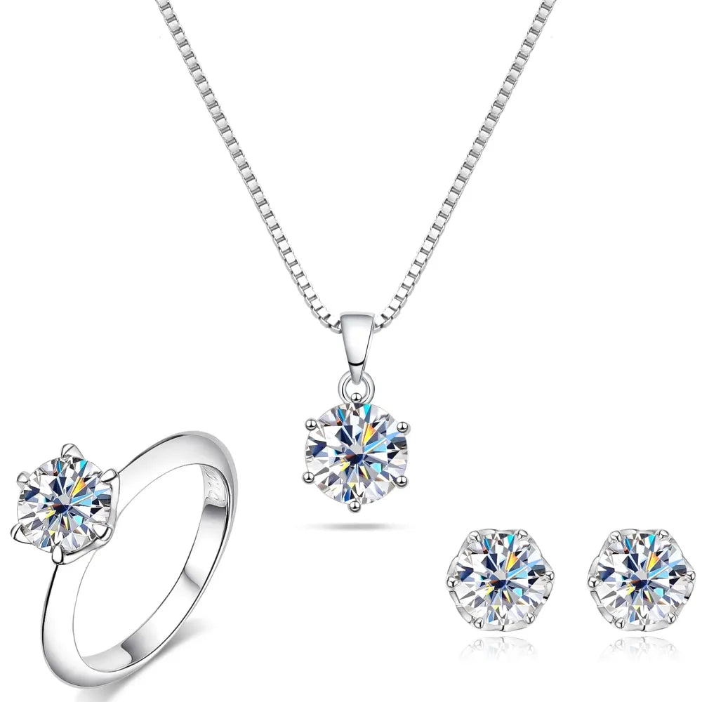 OEVAS 4CT Moissanite Jewelry Set Necklace Earrings Rings For Women 100% 925 Sterling Silver Wedding Fine Jewelry Gifts Wholesale