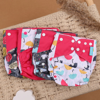 Happyflute 4Pcs/Set Eco-Friendly Cloth Diaper Ecological Reusable Baby Diapers