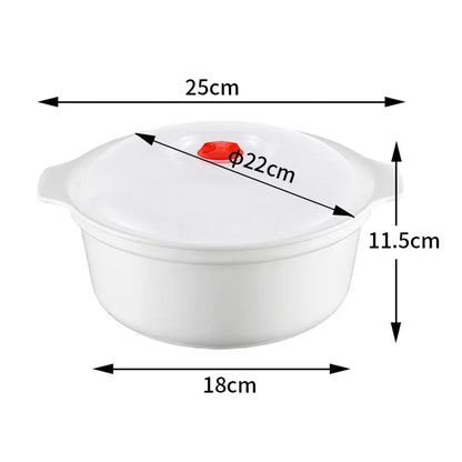 Two Ear Round Microwave Lunch Box Household Plastic Heating Fresh Keeping Box With Lid Steamed Bun Instant Noodles Bowl