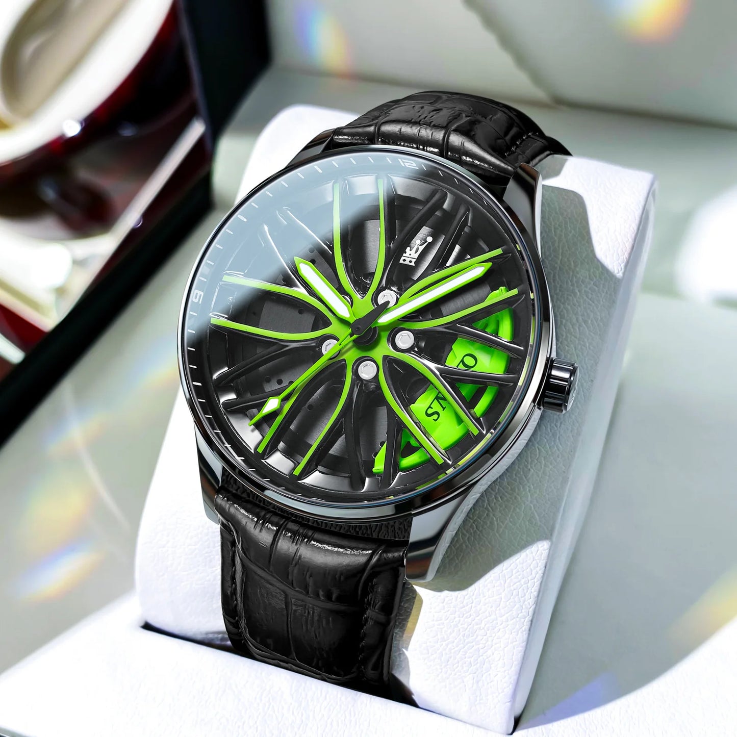 OLEVS Wheel Men's Luxury Watch Waterproof Rotary Sport Car Rim Man Watch High Quality Fashion Best Selling Quartz Men's Watches