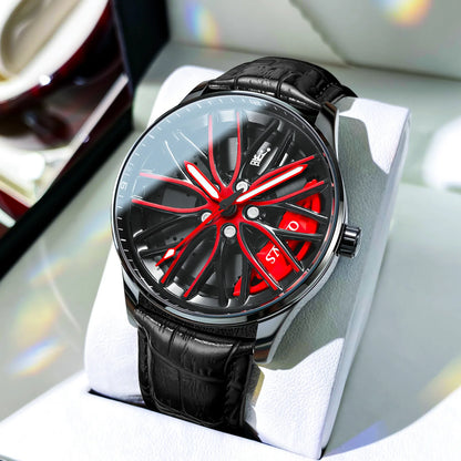 OLEVS Wheel Men's Luxury Watch Waterproof Rotary Sport Car Rim Man Watch High Quality Fashion Best Selling Quartz Men's Watches