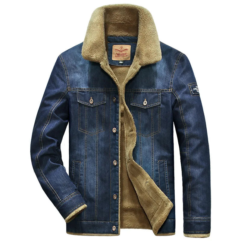 Men Windbreaker Fleece Thick Warm Winter Denim Jacket Mens Jackets Outwear Jeans Coat Male Multi-pockets Cowboy Clothing