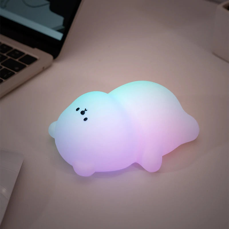 Panda LED Night Light Cute Silicone Night Light USB Rechargeable Touch Night Lamp Bedroom Timing Lamp Decoration Children's Gift