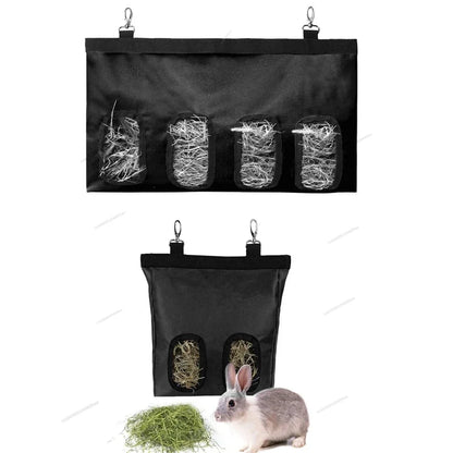 Hay Bag Hanging Pouch Feeder Holder Feeding Dispenser Container for Rabbit Guinea Pig Small Animals Pet Bunny Cage Accessories