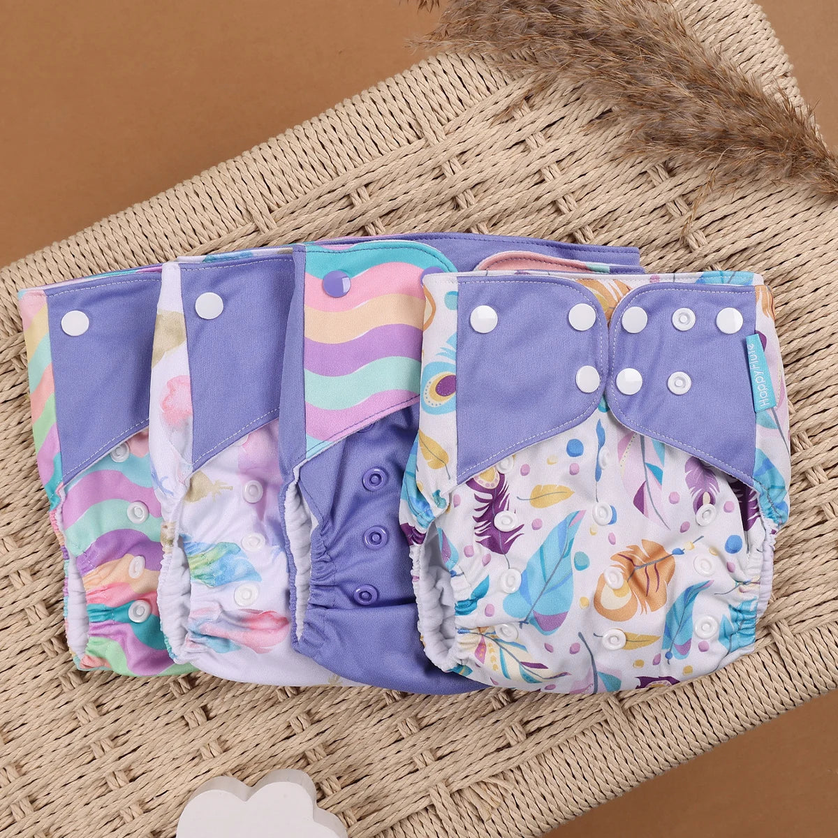 Happyflute 4Pcs/Set Eco-Friendly Cloth Diaper Ecological Reusable Baby Diapers