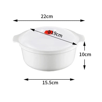 Two Ear Round Microwave Lunch Box Household Plastic Heating Fresh Keeping Box With Lid Steamed Bun Instant Noodles Bowl