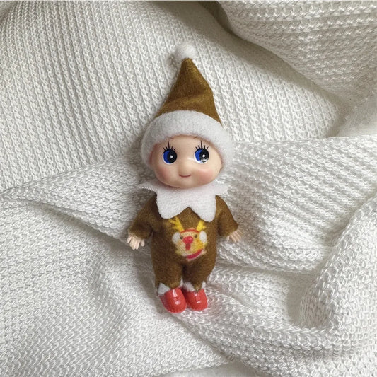 42cm Christmas Elf Doll for Kids Mini Toy Elf Dolls for Christmas Poseable Little Elf Shelf Sitters with Dangling Legs