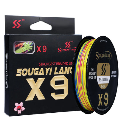 Sougayilang Top Quality 9 Strands PE Line X9 Sinking Line 150M Low Memory Braided Fishing Lines 17-97LB Super Japan Fish Line