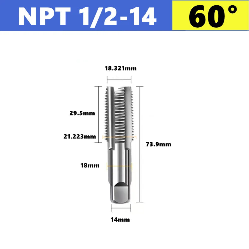 G NPT 55 °/60 ° HSS pipe thread tap 1/8 1/4 3/8 1/2 3/4 1 inch 2 inches, used for internal thread tapping tools in water pipes