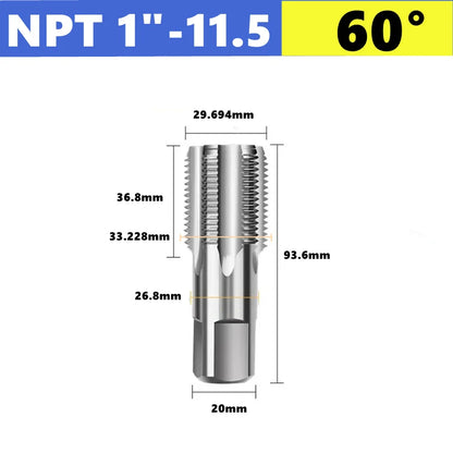 G NPT 55 °/60 ° HSS pipe thread tap 1/8 1/4 3/8 1/2 3/4 1 inch 2 inches, used for internal thread tapping tools in water pipes