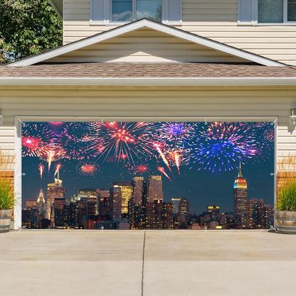 Happy New Year Garage Door Decorations Backdrop Large Garage Door Cover Banner Outdoor Indoor Wall Courtyard Photo Background