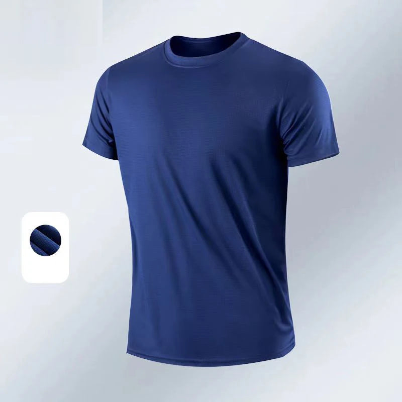 NO LOGO Men's Quick Dry Short Sleeve Gym Running Moisture Wicking Round Neck T-Shirt Training Exercise Gym Sport Shirt Tops