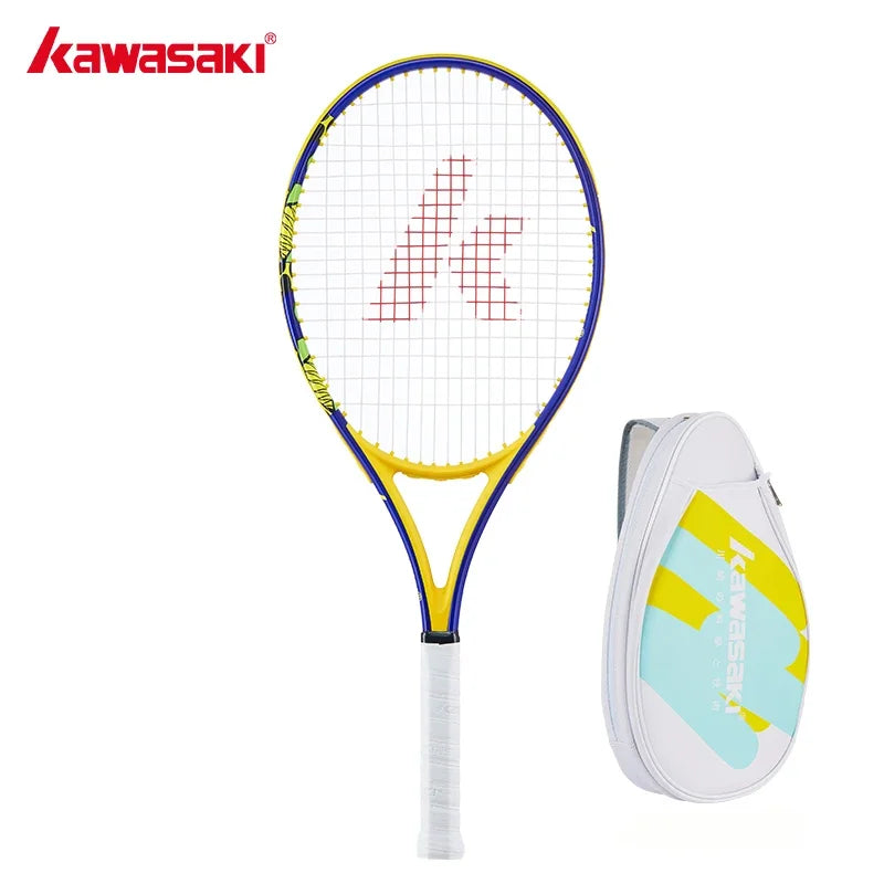 Kawasaki Tennis Racquet Shock Absorber-100 Carbon Fiber Oval Frame Mid-level Training Tennis Racket with Tennis Bag