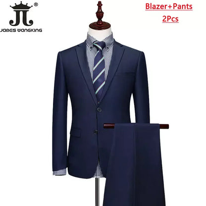 S-6XL Blazer Vest Pants High-end Brand Solid Color Formal Business Office Suit Three-piece Set Groom Wedding Show Dress Party