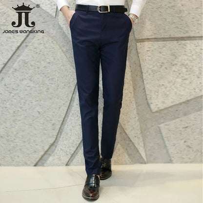 M-6XL Men's Fashion Boutique Business Office Suit Pants Male Pure Color Casual Pants Formal Groom's Wedding Dress Pants Trousers