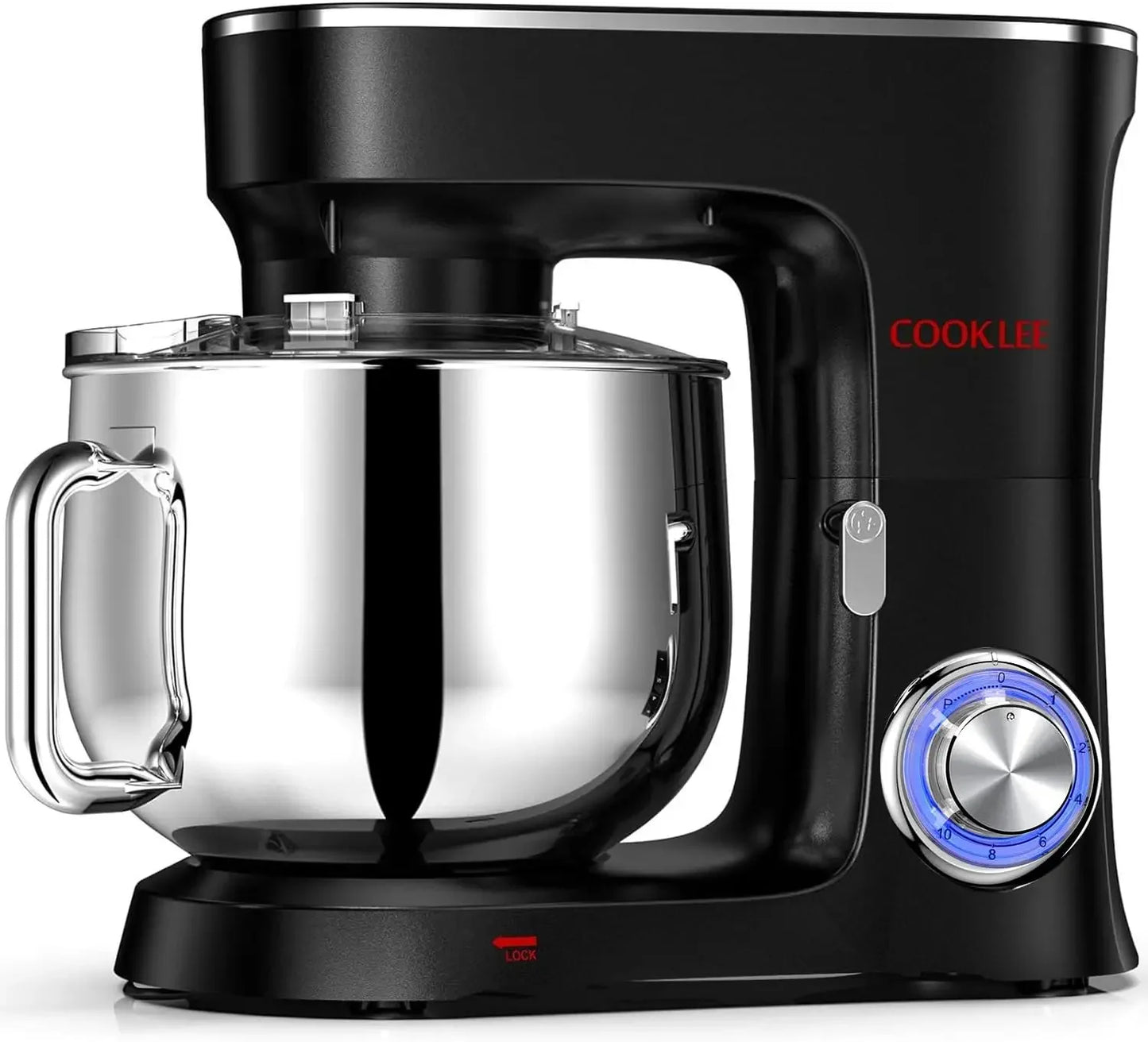 COOKLEE Stand Mixer, 9.5 Qt. 660W 10-Speed Electric Kitchen Mixer with Dishwasher-Safe Dough Hooks, Flat Beaters, Wire Whip