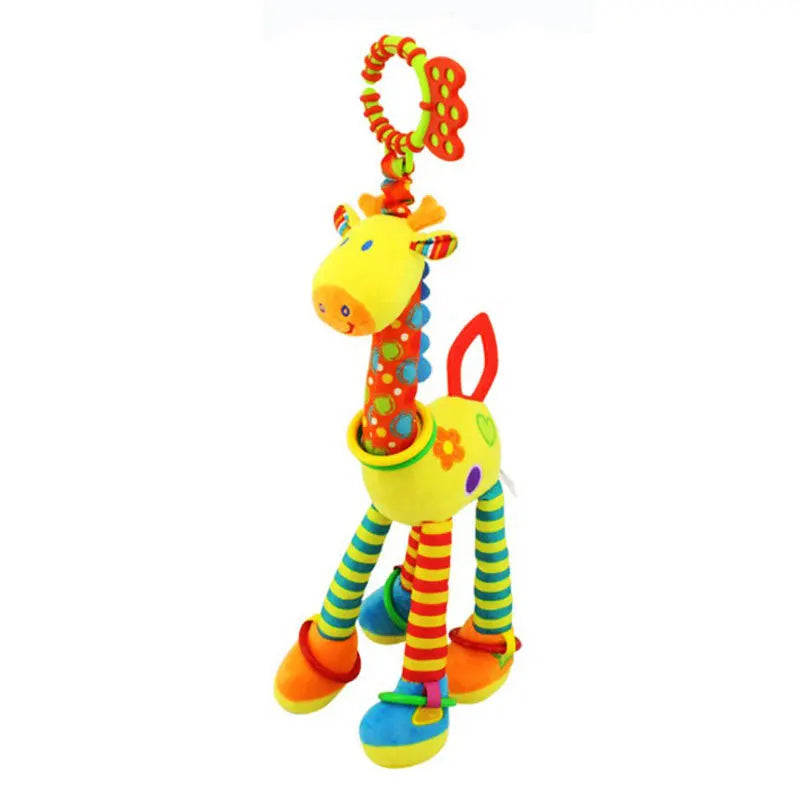 New Soft Cute Giraffe Animal Handbells Rattles Mobile Plush Infant Baby Handle Toys Hot Selling WIth Teether Newborn Baby Gifts