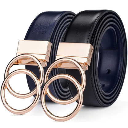 Women Leather Reversible Belt Double O Ring Rotate Buckle Two Side Waist Jeans Dress By Beltox Fine